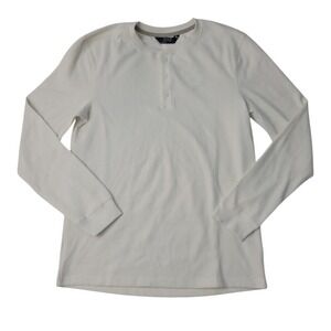NWT Member's Mark Men's Waffle Knit Soft Thermal Henley Delicate Ivory Medium